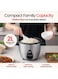 SPJ 1L Automatic Rice Cooker with Steamer 477W Mini Electric Cooker Non-Stick Inner Pot Keep Warm Function &amp; Tempered Glass Lid, Silver