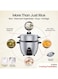 SPJ 1L Automatic Rice Cooker with Steamer 477W Mini Electric Cooker Non-Stick Inner Pot Keep Warm Function &amp; Tempered Glass Lid, Silver