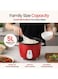 SPJ Electric Rice Cooker 2.2L 1071W with Steamer, Non-Stick Aluminum Pot, Automatic Keep Warm Function &amp; Glass Lid, Red