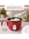 SPJ Electric Rice Cooker 2.2L 1071W with Steamer, Non-Stick Aluminum Pot, Automatic Keep Warm Function &amp; Glass Lid, Red