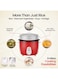 SPJ Electric Rice Cooker 2.2L 1071W with Steamer, Non-Stick Aluminum Pot, Automatic Keep Warm Function &amp; Glass Lid, Red