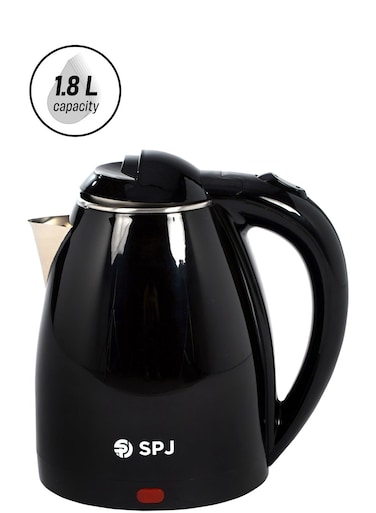 SPJ 1.8L Electric Kettle 1500W Stainless Steel Fast Boil Cordless Tea Kettle with Auto Shut-Off &amp; LED Indicator, Black