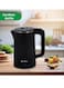 SPJ 1.8L Stainless Steel Electric Kettle 1500W Fast Boil, Auto Shut-Off, LED Indicator, Cordless Tea &amp; Coffee Kettle, Black
