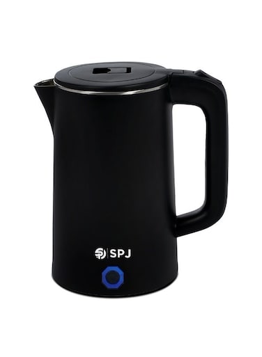 SPJ 1.8L Electric Kettle 1500W Stainless Steel Fast Boil Cordless Water Kettle with Auto Shut-Off, LED Indicator &amp; 360&deg; Base, Black