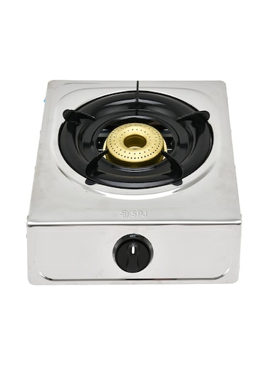 SPJ 2 Burner Stainless Steel Gas Stove with Auto Ignition   90mm Iron Beehive Burners   Heavy-Duty Pan Support   10.5mm Gas Inlet   LPG Cooktop   1 Year Warranty
