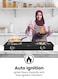 SPJ 2 Burner Automatic Gas Stove with 6mm Tempered Glass Top, Iron Beehive Burners, Heavy-Duty Pan Supports, Auto Ignition, Heat-Resistant Knobs, 10.5mm Gas Inlet, Black