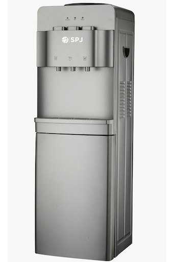SPJ Top Load Water Dispenser with Cabinet 12.5L Storage, 3 Taps Hot Cold &amp; Normal, Floor Standing Water Cooler, Child Safety Lock, Antibacterial Body, Grey