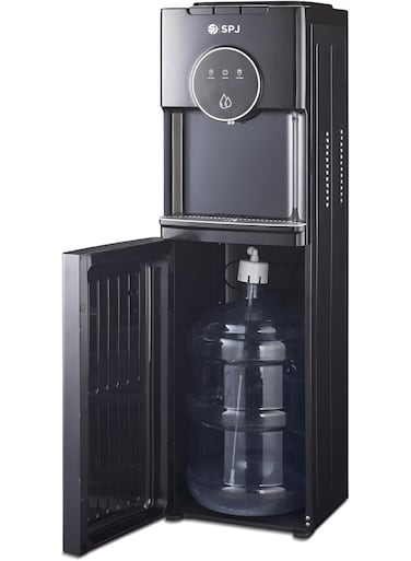 SPJ 18.9L Bottom Loading Water Dispenser Hot Cold &amp; Normal   Anti-Bacterial Water Cooler with Child Safety Lock, SS304 Tank, Powerful Compressor Cooling, Black