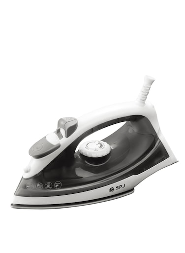 SPJ 1200W Steam Iron with 160ml Water Tank, Burst Steam &amp; Spray Function, Non-Stick Soleplate, Self-Clean System, Adjustable Temperature Control &amp; Overheat Protection &ndash; Black