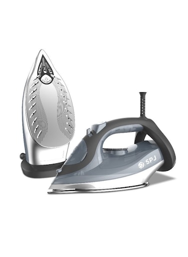 SPJ 2400W Powerful Steam Iron with Ceramic Soleplate, Vertical Steam, Self-Clean Function, Anti-Drip System, 280ml Water Tank, Overheat Protection, Fast Heating Clothes Iron, Grey