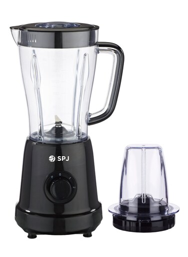 SPJ 500W Blender &amp; Grinder with 1.5L Plastic Jar &amp; Grinder Cup, Stainless Steel 4-Blade System, 2 Speed + Pulse Control, Anti-Slip Base, Multi-Purpose Kitchen Blender, Black