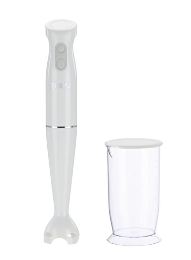 SPJ 400W Hand Blender with 700ml Mixing Cup, Stainless Steel Blades, Detachable Blending Rod, Multi-Purpose Stick Blender for Smoothies, Soups &amp; Sauces, White