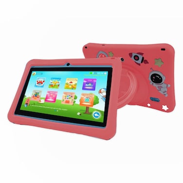 Oteeto K3, 4GB RAM, 128GB, Wi-Fi, Red (7 Inch Display, Octa Core Processor, 3000mAh Battery, Includes Lanyard, Kids Bracelet, Case)