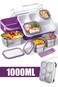 Lunch Box for School 1000ml Stainless Steel Leak-Proof Lunch Box 5 Grids Food Container Lunch Box Bring Lunch Bag Cutlery Spoon Bento Box for Kids and Adults-Food Safe Materials (Purple 1000ml)