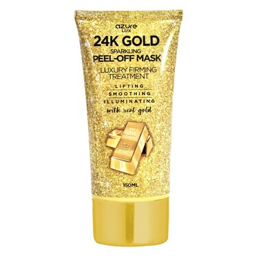 AZURE 24K Gold Firming Peel Off Face Mask- Anti Aging, Lifting, Illuminating &amp; Revitalizing - Removes Blackheads, Dirt &amp; Oils - With Hyaluronic Acid and Collagen - Skin Care Made in Korea - 150mL