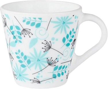 Larah by Borosil Stardust Design Opalware Mugs, 280 ml &acirc;&euro;&ldquo; Set of 6 Printed Coffee Mugs, Microwave Safe Stardust White