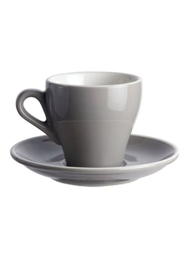 Glazed Coffee Cup And Saucer Grey 12.5x12.5x10.5cm