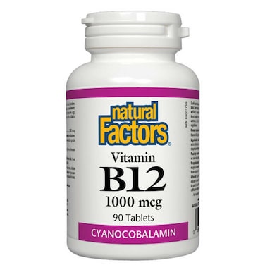 Natural Factors Vitamin B12 Cyanocobalamin 1000 Mcg, 90 Tablets