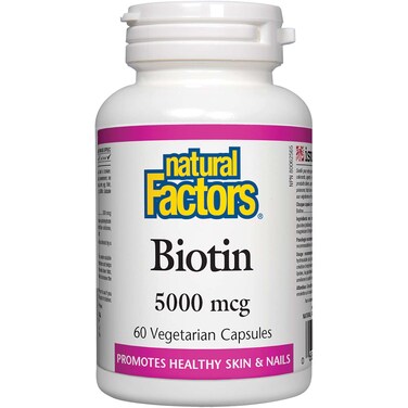 Natural Factors Biotin, 5000 Mcg, 60 Vegetarian Capsule