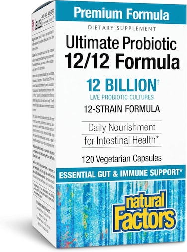 Natural Factors Ultimate Multiprobiotic 12 Billion 12-Strain Formula 120 Vegetarian Capsules