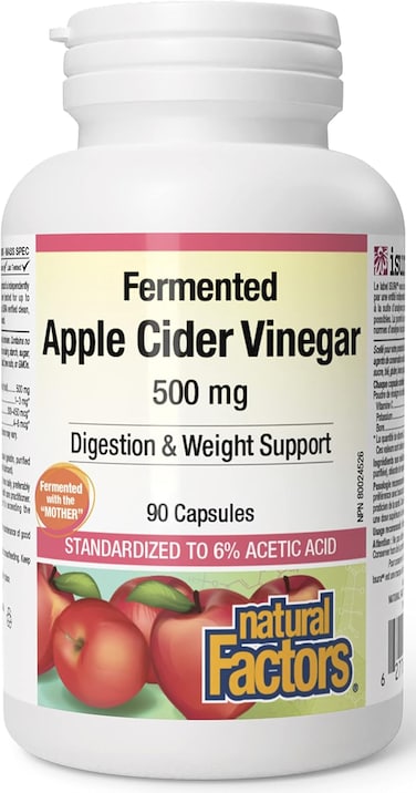 Natural Factors Apple Cider Vinegar, 500 mg, 90 Capsules