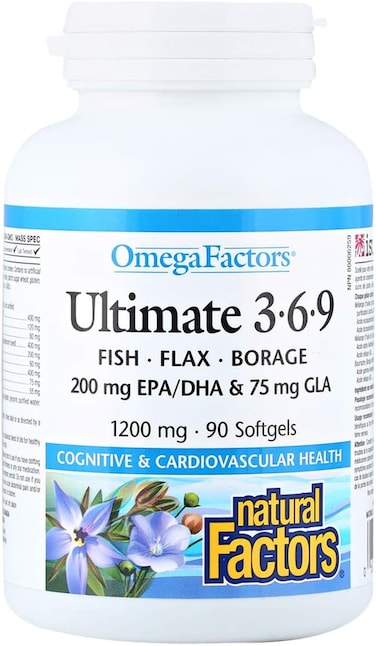 Natural Factors 1200Mg Ultimate Omega Factors 3.6.9 Fish, Flax, Borage 90 Softgels