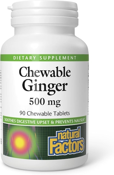 Natural Factors Chewable Ginger, 500 mg, 90 Tablets