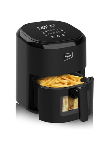 Impex AF 4307 Air Fryer With Adjustable Temperature Control, Overheating Protection 4.5 L 1200W Black