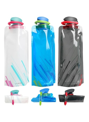 NALACAL (6 Pack) 700ml Large Foldable Water Bottle, Fully Collapsible Stock Bottle, Portable Water Bottle for Running Cycling Travel Camping Hiking Outdoor Indoor Sport (Black, Blue, White)