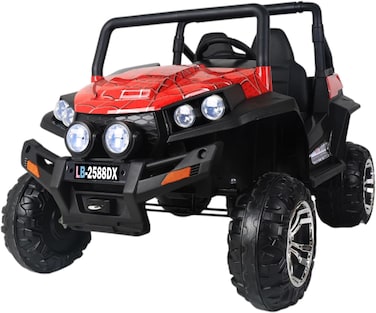 Lovely Baby Kids Powered Riding Car/Jeep LB 2588DX Kids Electric Jeep chageable Jeep with Remote Control, LED Lights, and Music - Red