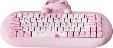 YUNZII C68 Wireless Mechanical Keyboard,65% Layout,Hot Swap,Triple Mode BT5.0/2.4G/Wired, RGB Backlit NKRO,Cute Cat Silicone Ergonomic Design for Win/Mac (Milk Switch, Pink)
