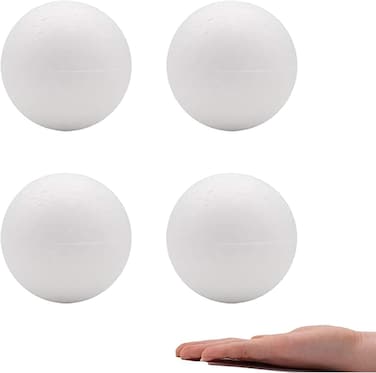 CRAFT MAGIC 4-Pack 4.72-Inch Foam Balls &ndash; White Polystyrene Craft Balls for DIY Arts &amp; Crafts, School Projects, Household D&eacute;cor and Party Decorations