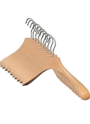 Pack of 10 Non-Slip Wooden Hangers