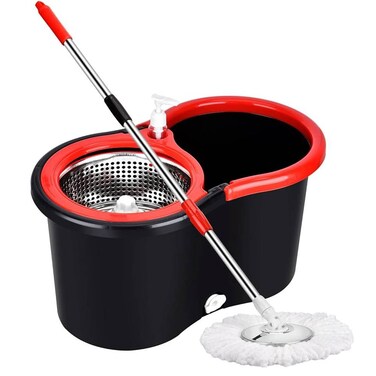 GENNEXT  Spin Mop With Bucket For Floor Cleaning, Microfiber Mops and Bucket with Wringer Set, Adjustable Handle, 360 Spinning Mop For Wet &amp; Dry Use