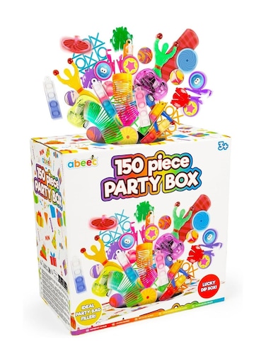 150 Piece Party Box Lucky Dip Box - Mystery Box - Versatile Party Bag Fillers Inside A Lucky Dip Box - Class Gifts - Blind Boxes - Alternative To Party Bags - Fidget Toys - Small Gifts