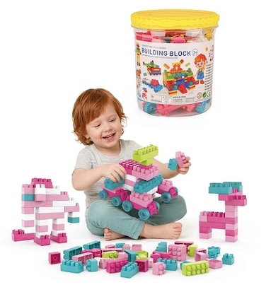 Building Block Set for Kids, 110 Pieces Creative Construction Toy with Storage Bucket, Educational DIY Bricks for Boys and Girls