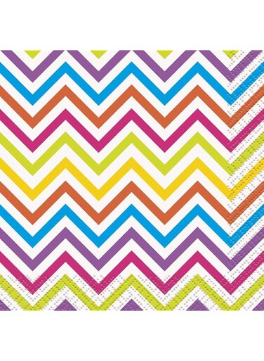Unique Rainbow Chevron Beverage Napkins 16Ct