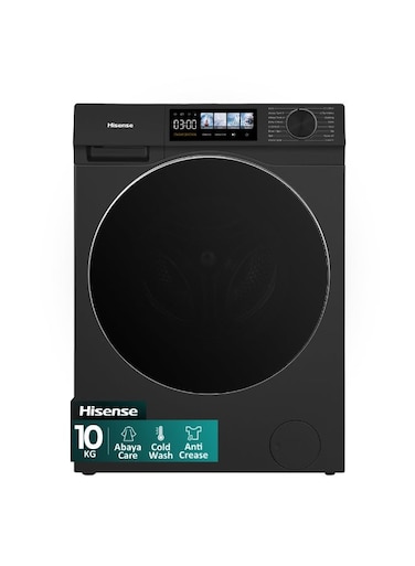 Hisense 10.5KG Front Load Washing Machine 1400RPM, Colour Display, Cold Wash, Anti Crease, Steam Refresh, Abaya Care, Allergy Colour,DD Inverter,Drum Clean,Bedding Care Program WF3M1042DB Titanium Grey