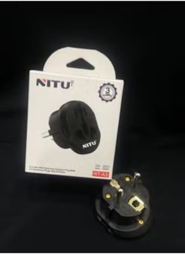 NITU UK To EU AC Travel Plug Adapter Black