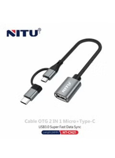 NITU OTG CABLE 2 IN 1 MICRO+TYPE-C USB 3.0 SUPER FAST DATA SYNC