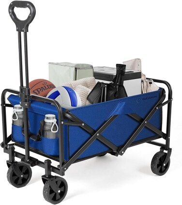 Folding Camping Multi Function Outdoor Wagon Shopping Cart &amp; Bags &amp; Trolleys - (Blue)