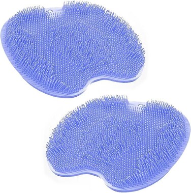 Pack of 2 Shower Foot Scrubber Mat Back Washer Back Exfoliating Bath Wash Pad Wall Mounted Slip Suction Cups Foot Scrubber for Use in Shower Cups Foot Cleaner for Men and Women" Blue