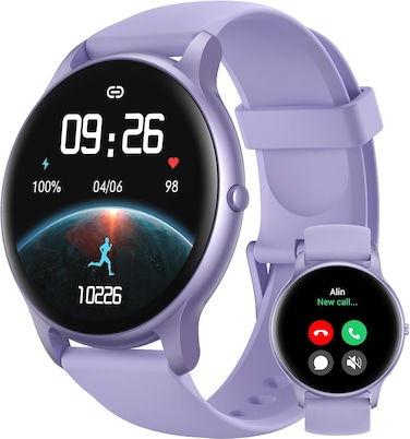 Smart Watch(Answer/Make Calls), Smartwatch for Women Men IP68 Waterproof, 100+ Sport Modes Fitness Activity Tracker, Heart Rate/Sleep/Steps Monitor, Fitness Watch for Android iPhone, Purple