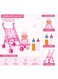 Baby Doll Stroller Set with Doll and Accessories &ndash; Foldable Toy Pram with 2 Doll Bottles, Pretend Play Kids Toy, Pink