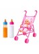 Baby Doll Stroller Set with Doll and Accessories &ndash; Foldable Toy Pram with 2 Doll Bottles, Pretend Play Kids Toy, Pink