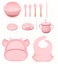 Factory Price Nora 12 Pieces Baby Feeding Tableware Set - Cow Pink