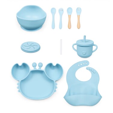 Factory Price Nora 12 Pieces Baby Feeding Tableware Set - Crab Blue