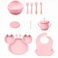 Factory Price Nora 12 Pieces Baby Feeding Tableware Set - Crab Pink