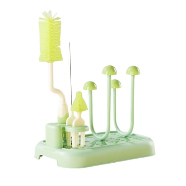 Factory Price Baby Bottle Cleaning Brush Set with Drying Rack - Green