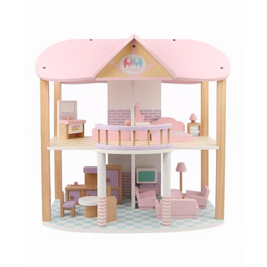 Factory Price Ava Wooden Realistic Doll House Pink